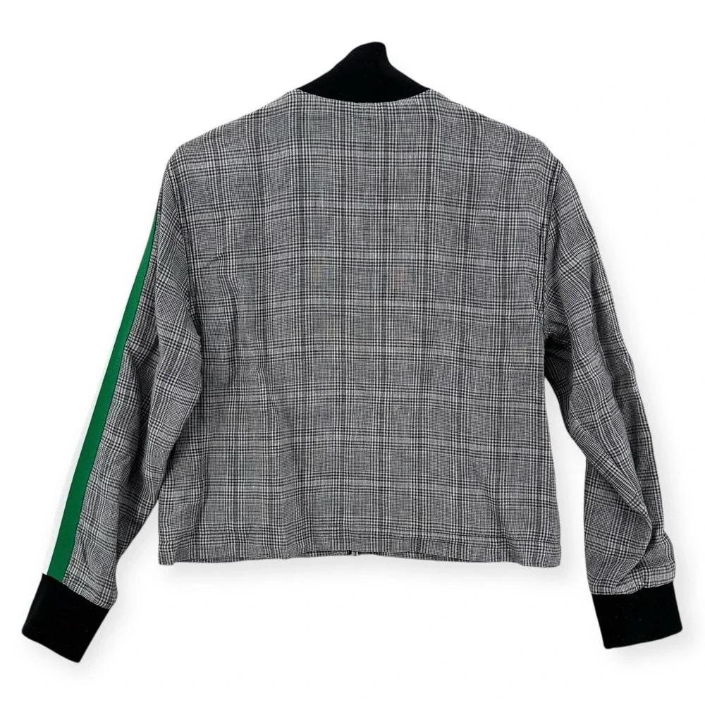 Current Elliot Dassen‎ Jacket Womens Size 1 Small Plaid Side Stripe Linen Bomber
